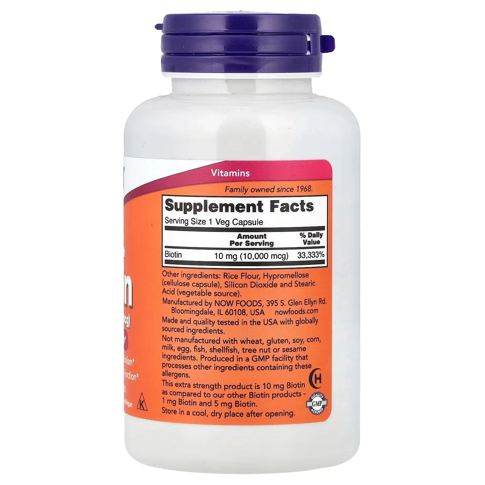 NOW Foods Extra Strength Biotin 10000 mcg 120 Veg Capsules