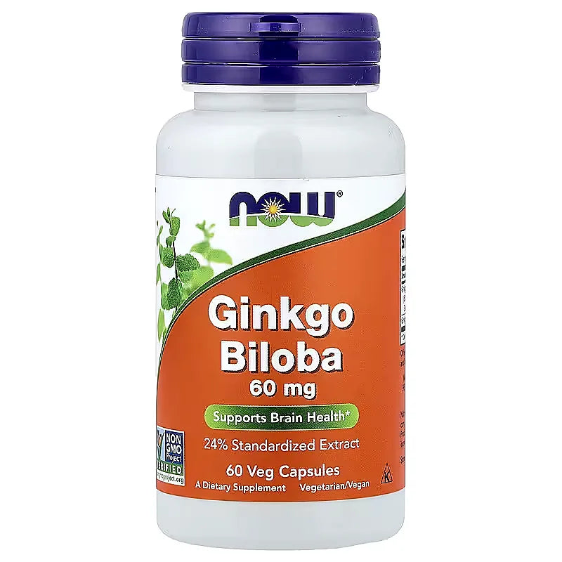 NOW Foods Ginkgo Biloba 60 mg 60 Veg Capsules