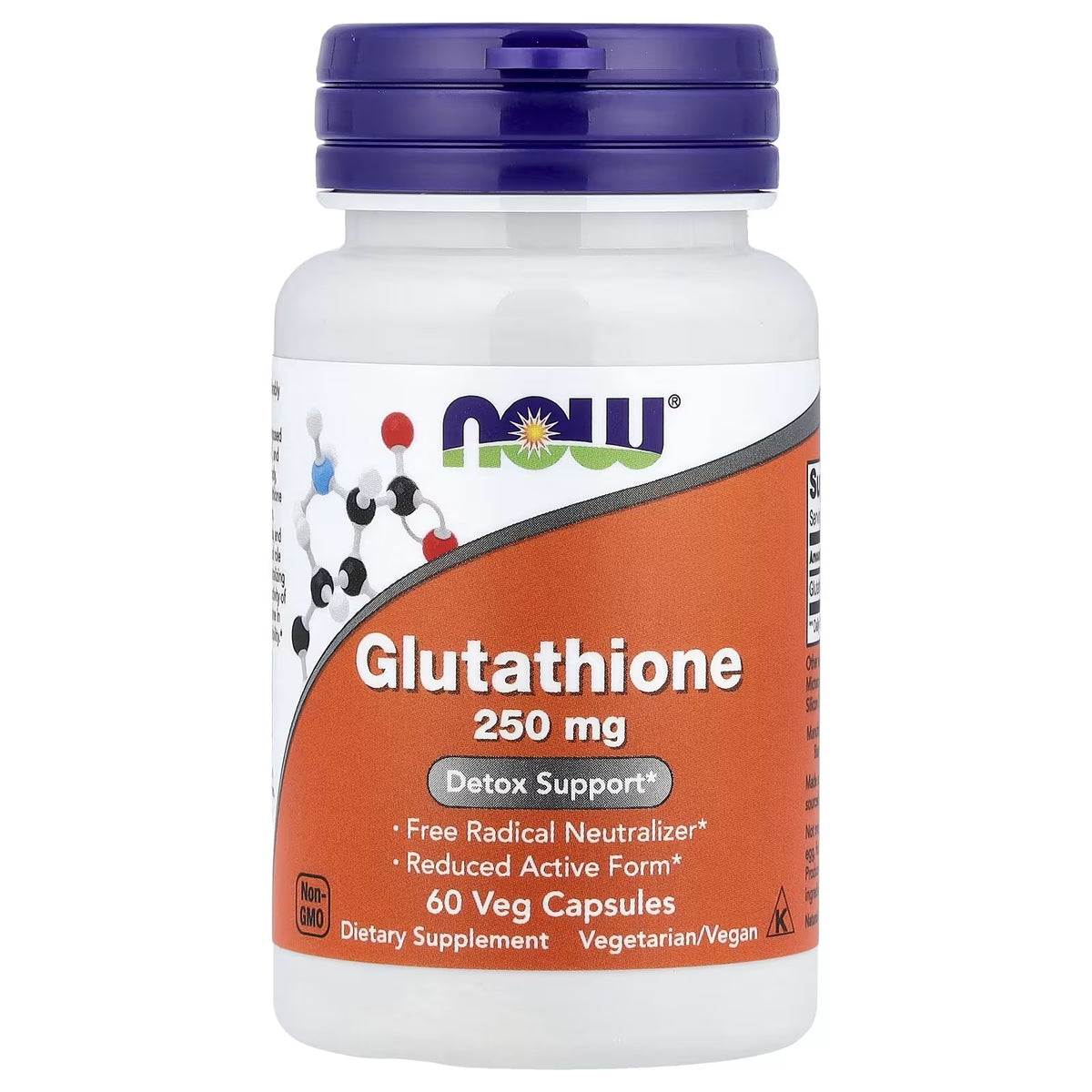 NOW Foods Glutathione 250 mg – 60 Veg Capsules (Reduced Active Form)