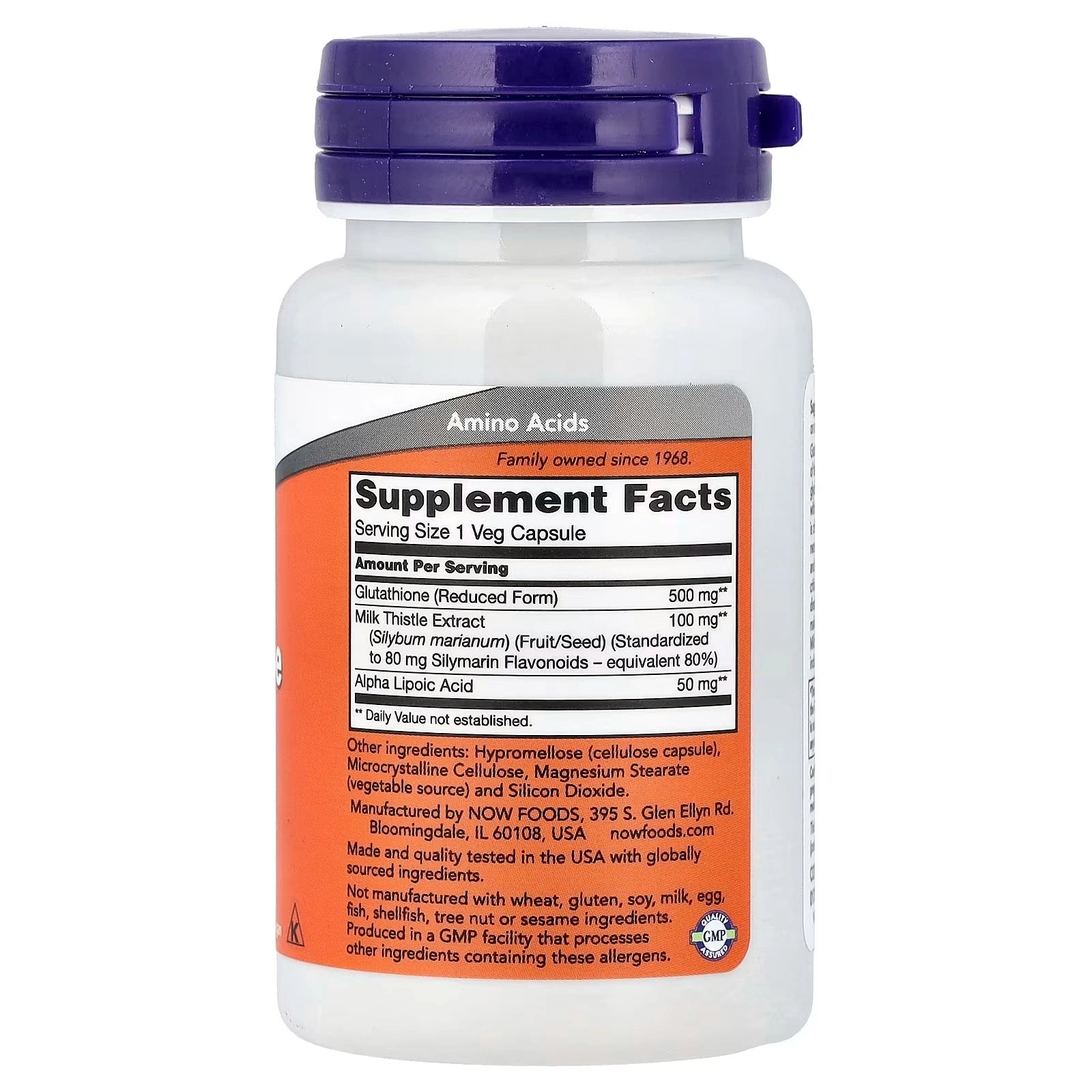 NOW Foods Glutathione 500 mg 30 Veg Capsules