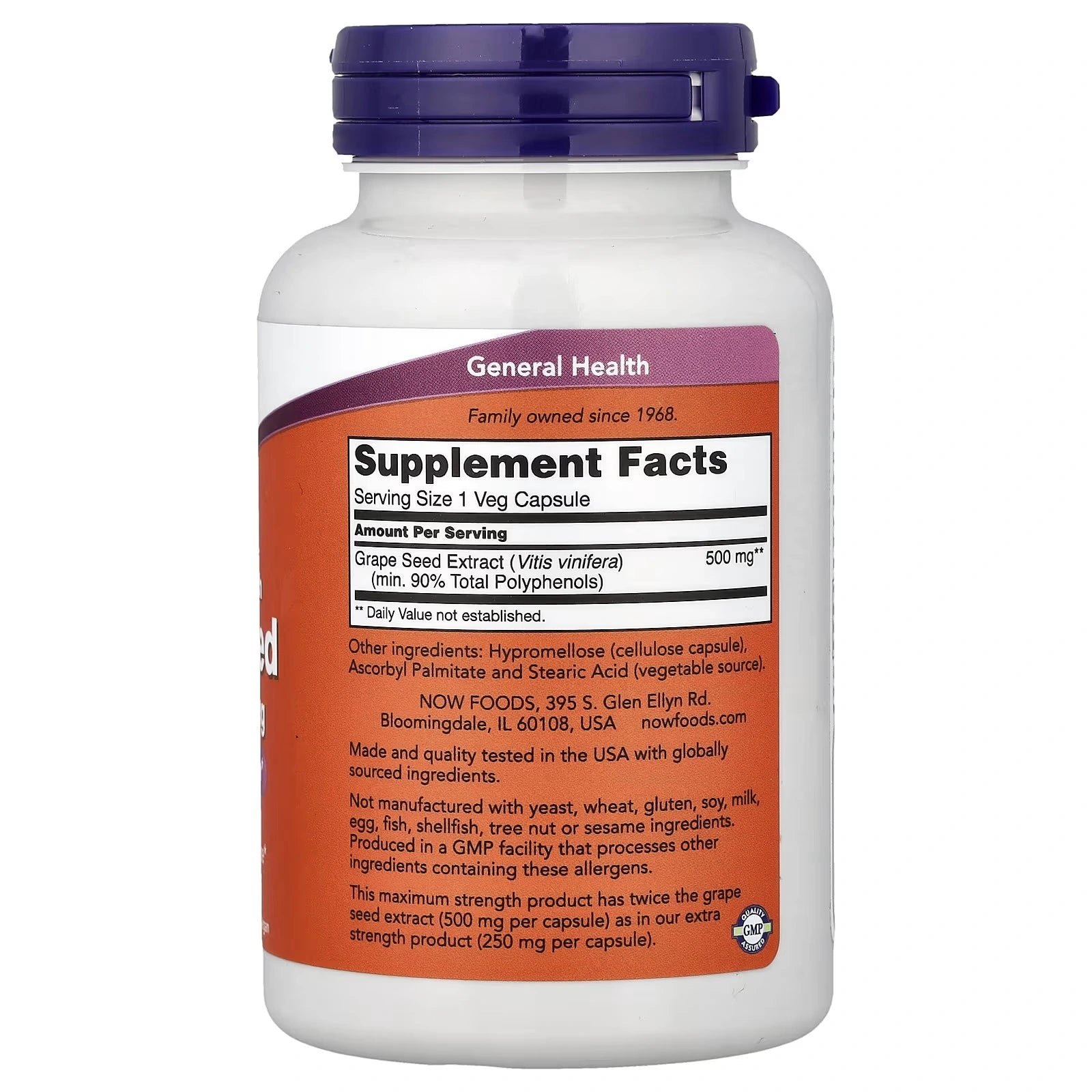 NOW Foods Grape Seed Extract 500 mg 90 Veg Capsules