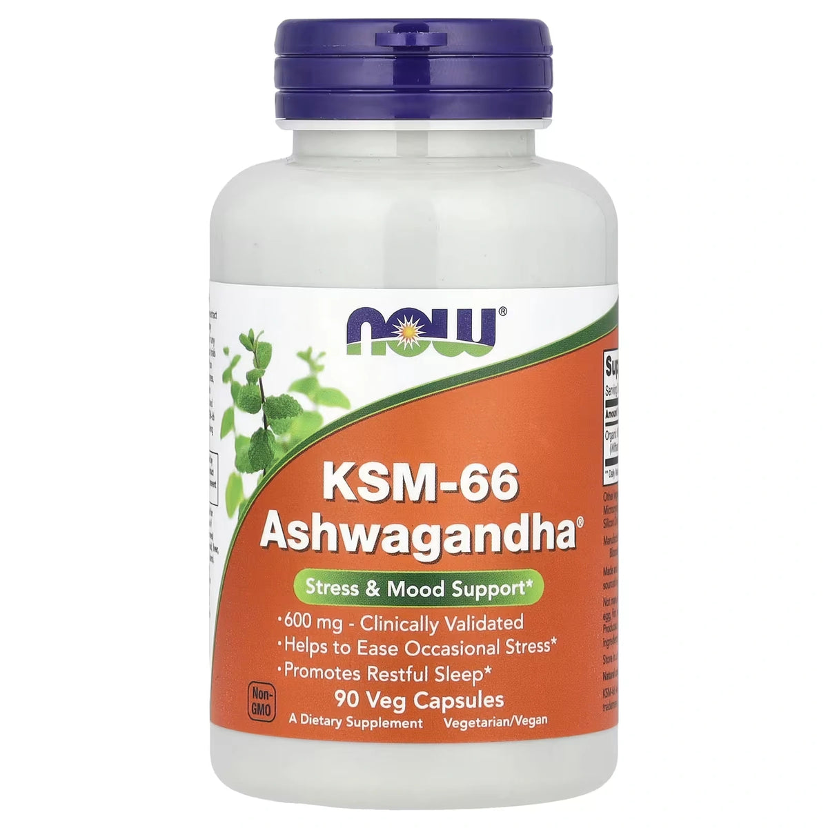 NOW Foods KSM 66 Ashwagandha 600 mg 90 Veg Capsules