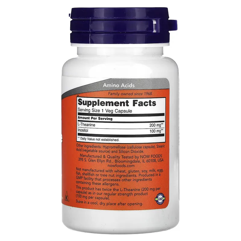 NOW Foods L-Theanine 60 Veg Capsules