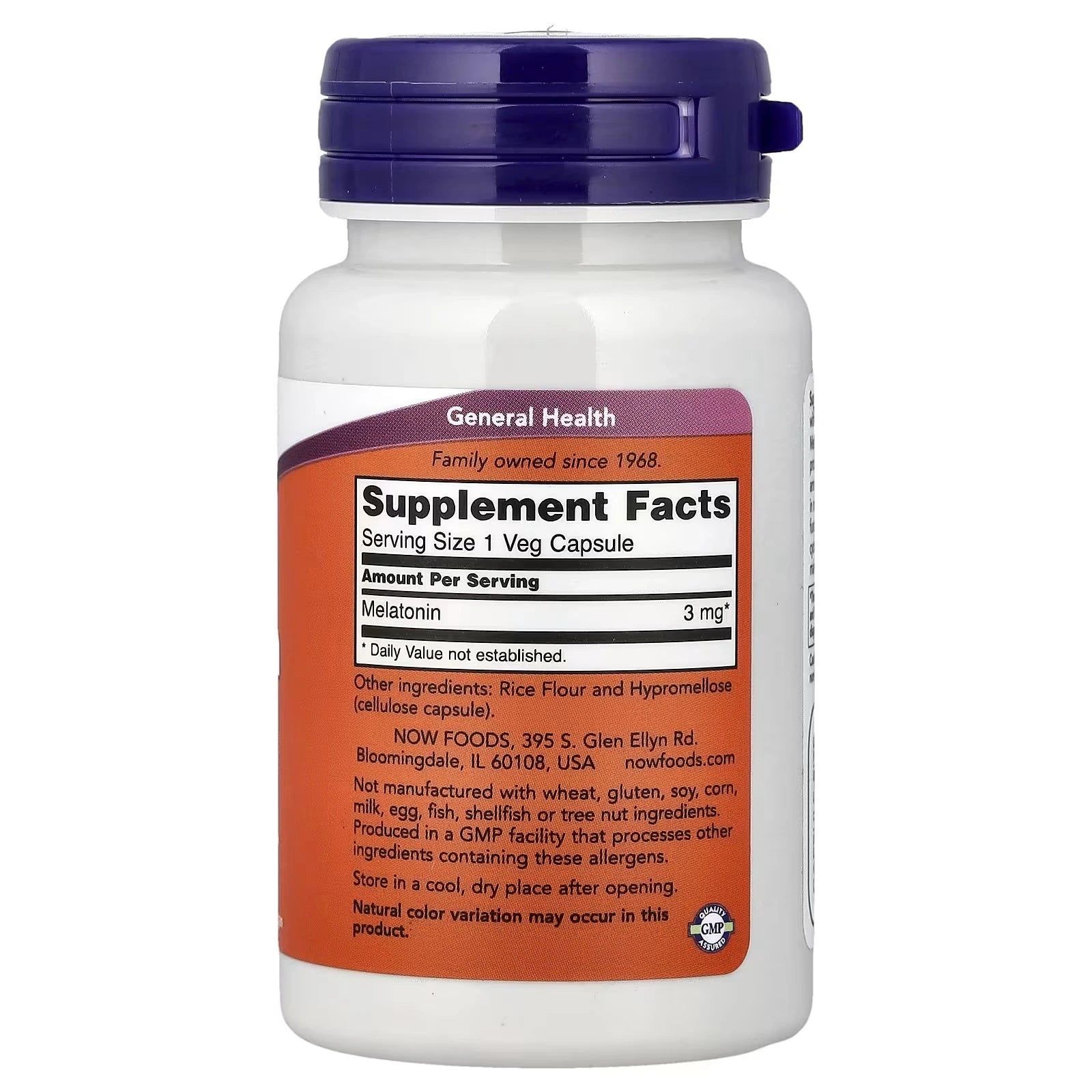 NOW Foods Melatonin 3 mg – 60 Veg Capsules