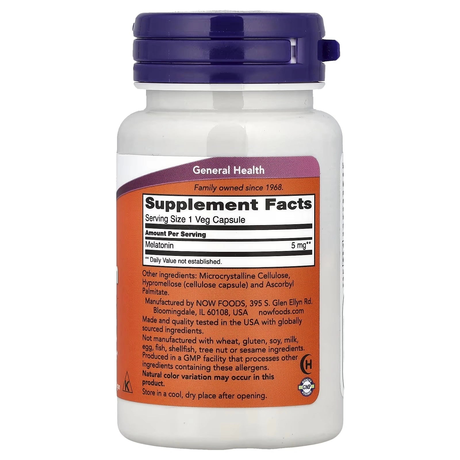NOW Foods, Melatonin, 5 mg, 60 Veg Capsules
