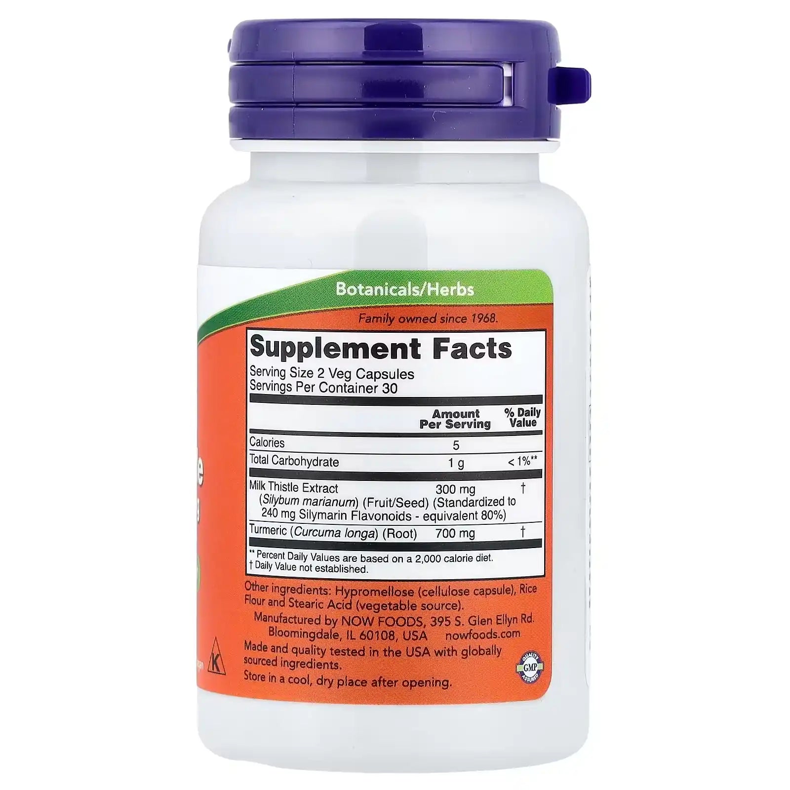 NOW Foods Milk Thistle Extract 150 mg with Turmeric 60 Veg Capsules