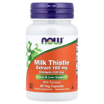 NOW Foods Milk Thistle Extract 150 mg with Turmeric 60 Veg Capsules