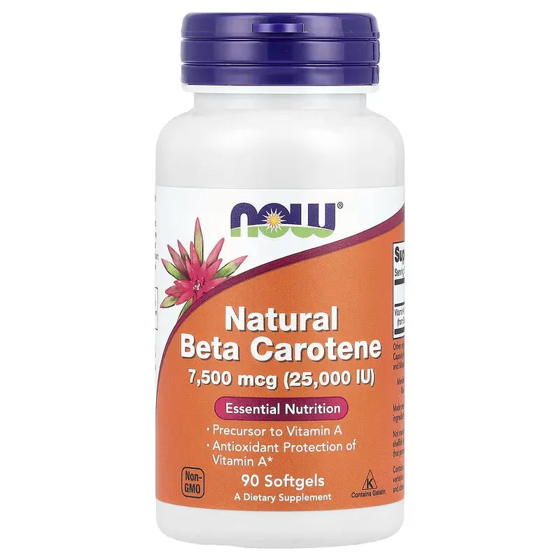 NOW Foods Natural Beta Carotene 7500 mcg 25000 IU  90 Softgels