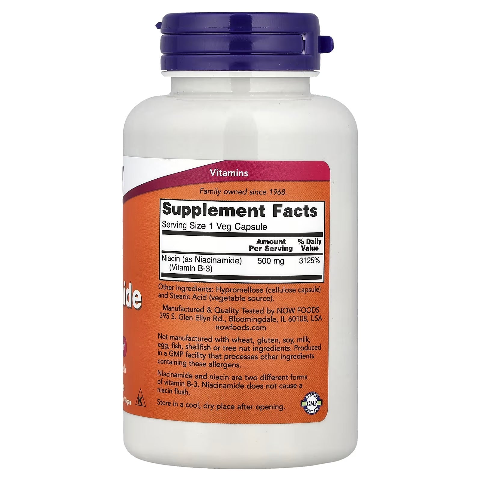 NOW Foods Niacinamide 500 mg 100 Veg Capsules