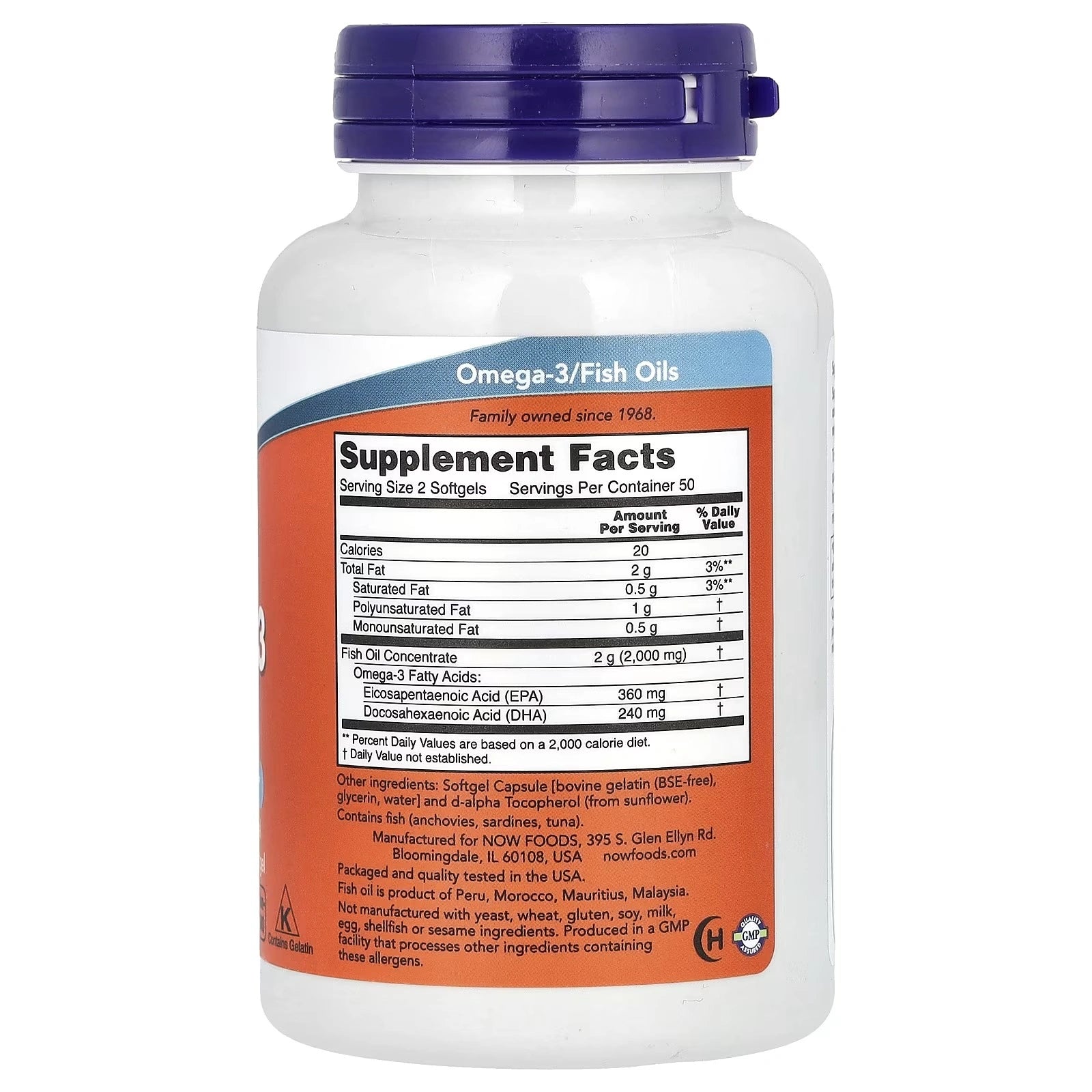 NOW Foods, Omega-3 Fish Oil, 1,000 mg, 180 EPA - 120 DHA, 100 Softgels
