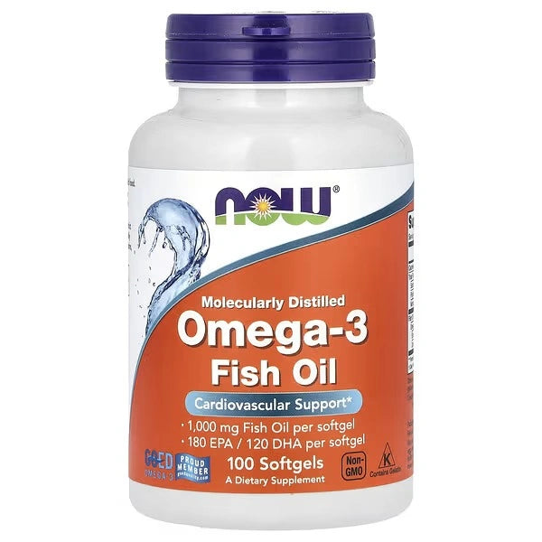 NOW Foods, Omega-3 Fish Oil, 1,000 mg, 180 EPA - 120 DHA, 100 Softgels
