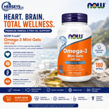 NOW Foods Omega 3 Mini Gels Fish Oil 180 Softgels
