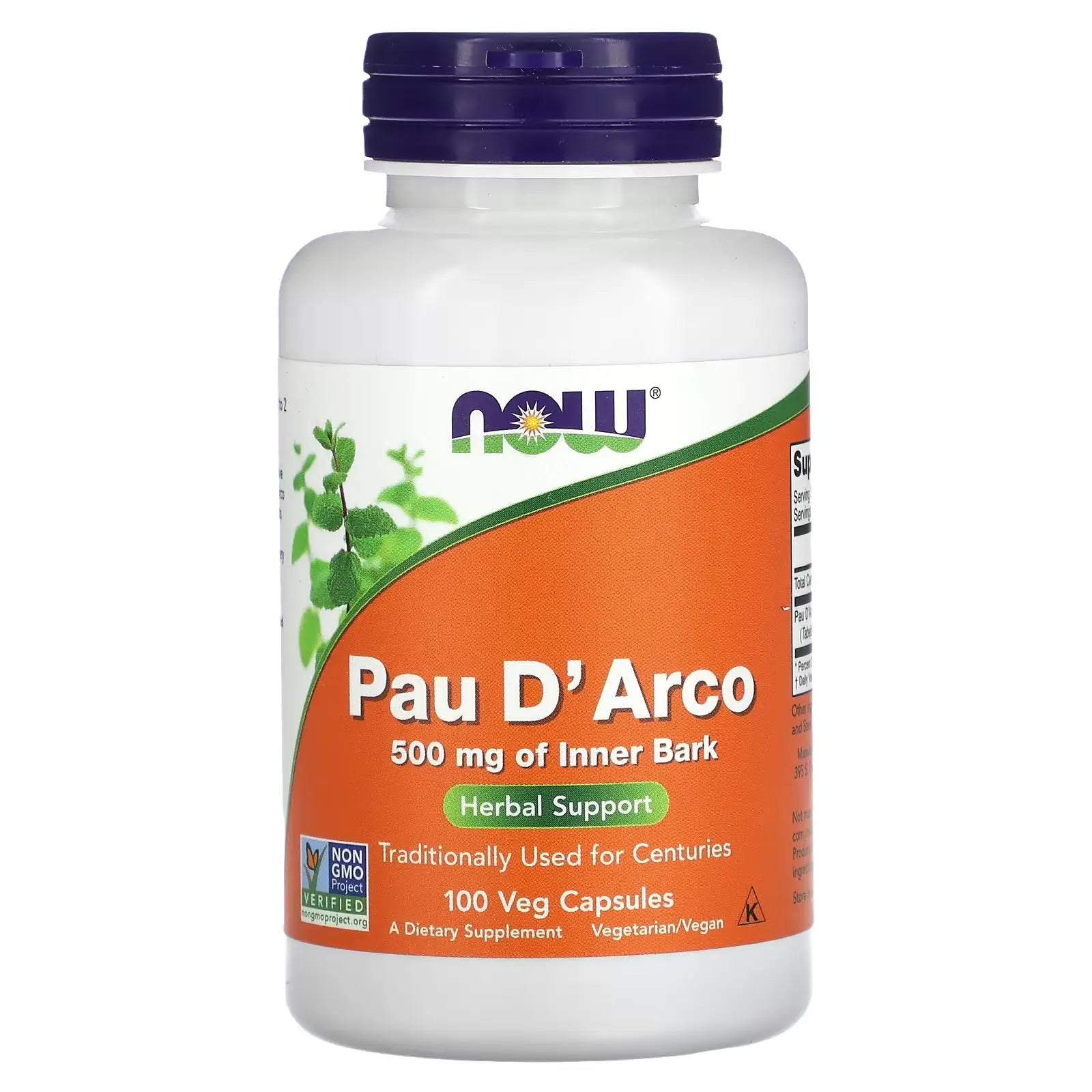 NOW Foods, Pau D'Arco, 500 mg, 100 Veg Capsules
