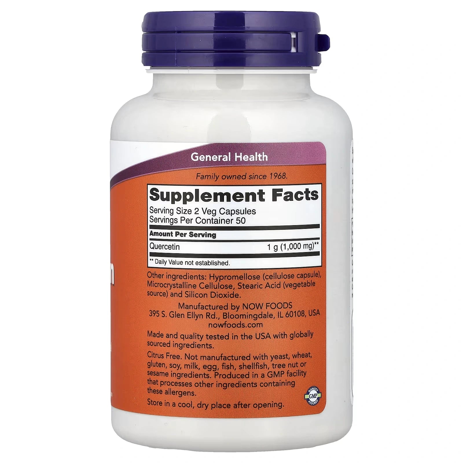 NOW Foods, Quercetin, 500 mg, 100 Veg Capsules
