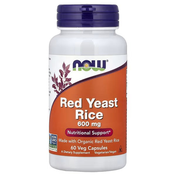 NOW Foods Red Yeast Rice 600 mg Organic 60 Veg Capsules