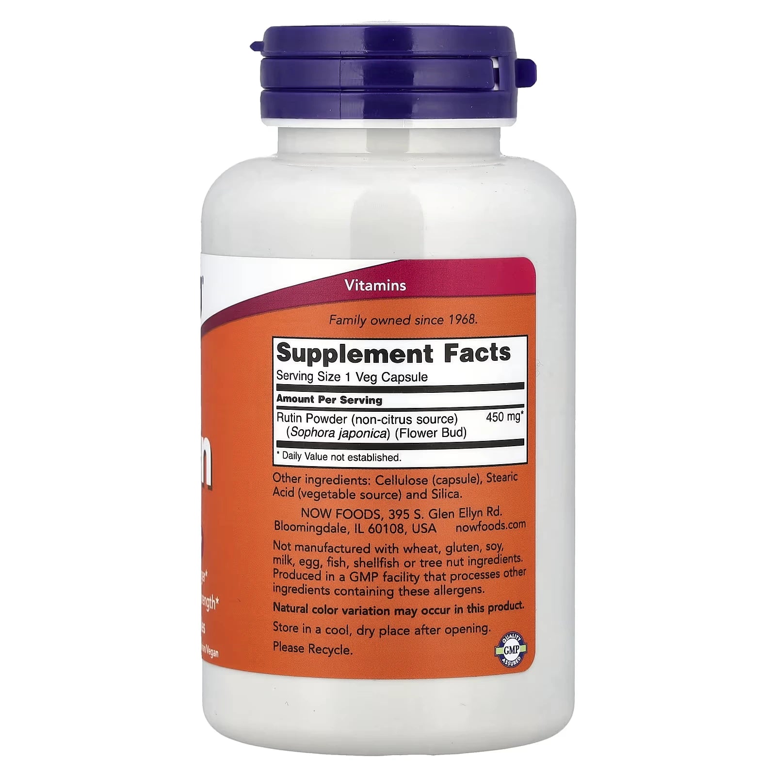 NOW Foods Rutin 450 mg 100 Veg Capsules