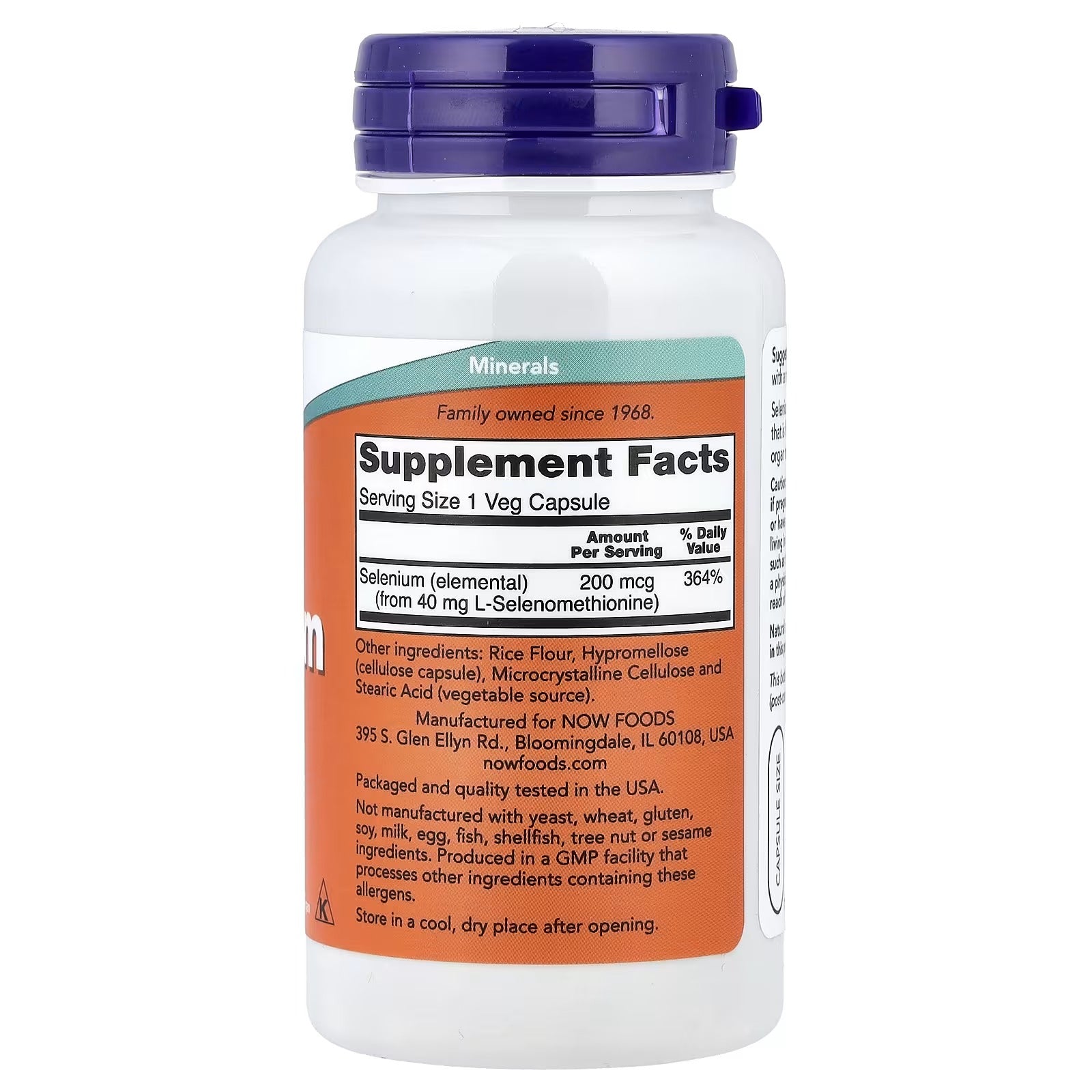 NOW Foods Selenium 200 mcg 90 Veg Capsules