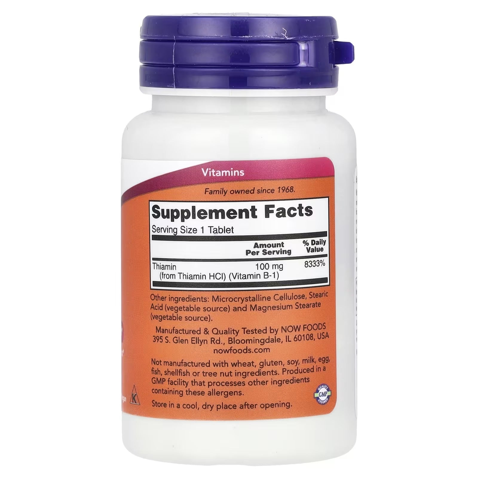 NOW Foods Vitamin B-1 Thiamin 100 mg 100 Tablets