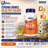 NOW Foods Vitamin D3 & K2 120 Capsules