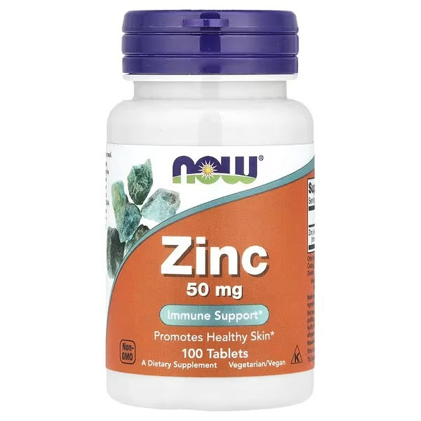 NOW Foods Zinc 50 mg (Zinc Gluconate) – 100 Tablets
