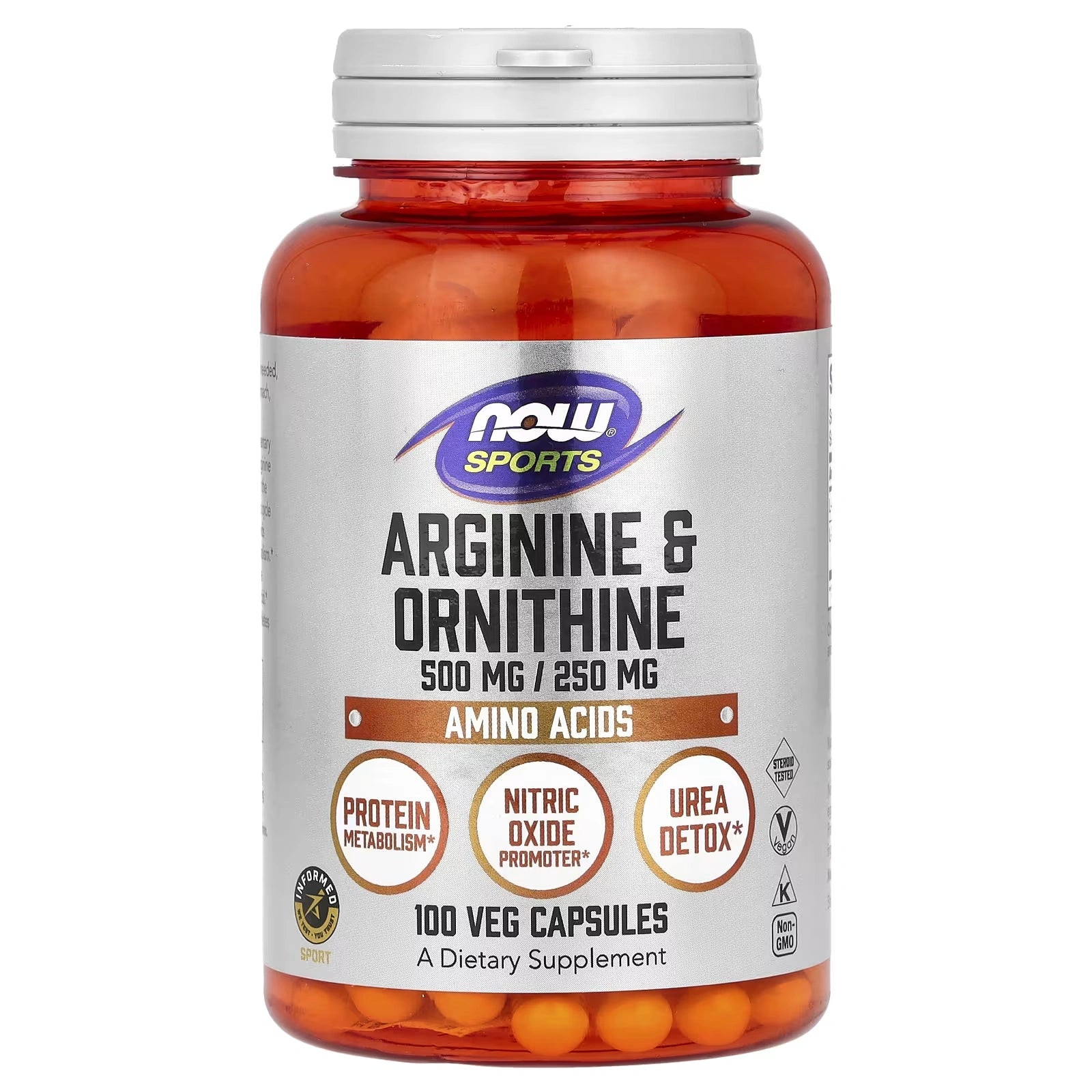 NOW Sports Arginine Ornithine 100 Veg Capsules