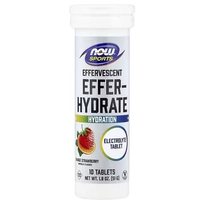 NOW Sports Effer-Hydrate Effervescent Orange Strawberry 10 Tablets 1.8 oz 51 g