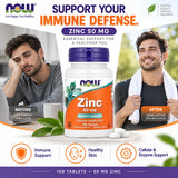NOW Foods Zinc 50 mg 100 Tablets