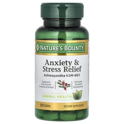 Nature’s Bounty Ashwagandha KSM-66® + L-Theanine – Stress & Mood Support (50 Tablets)