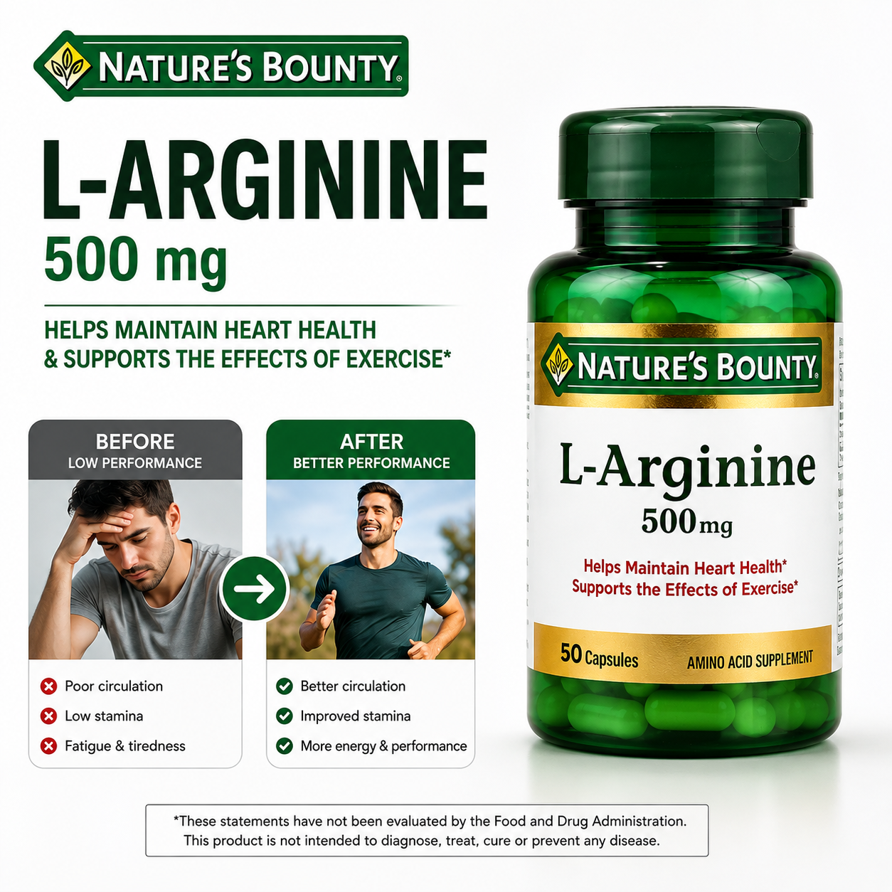 Nature's Bounty L Arginine 500mg 50 Capsules