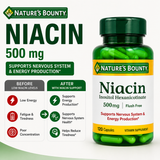 Nature’s Bounty Niacin 500 mg Flush Free 120 Capsules