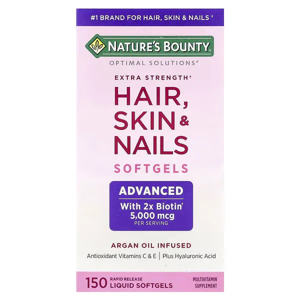 Nature's Bounty Optimal Solutions Extra Strength Hair Skin Nails 150 Softgels