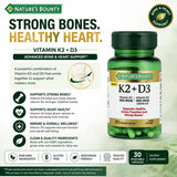 Nature’s Bounty Vitamin K2 Plus D3 30 Vegetable Capsules