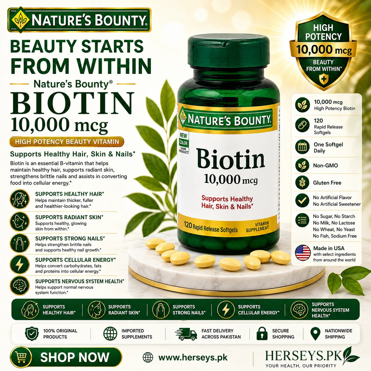 Nature's Bounty Biotin 10000mcg 120 Softgels