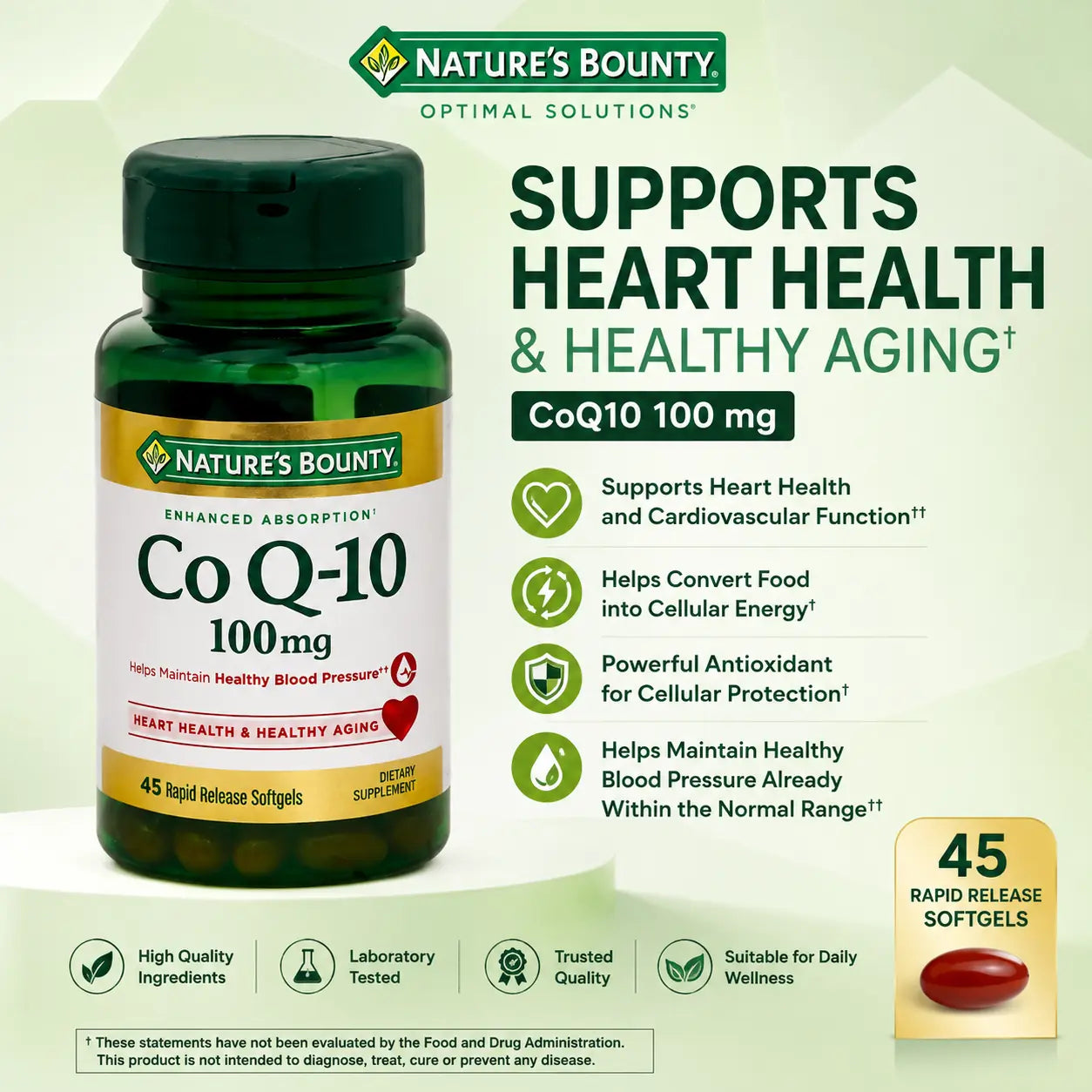 Nature's Bounty CoQ10 100 mg 45 Rapid Release Softgels