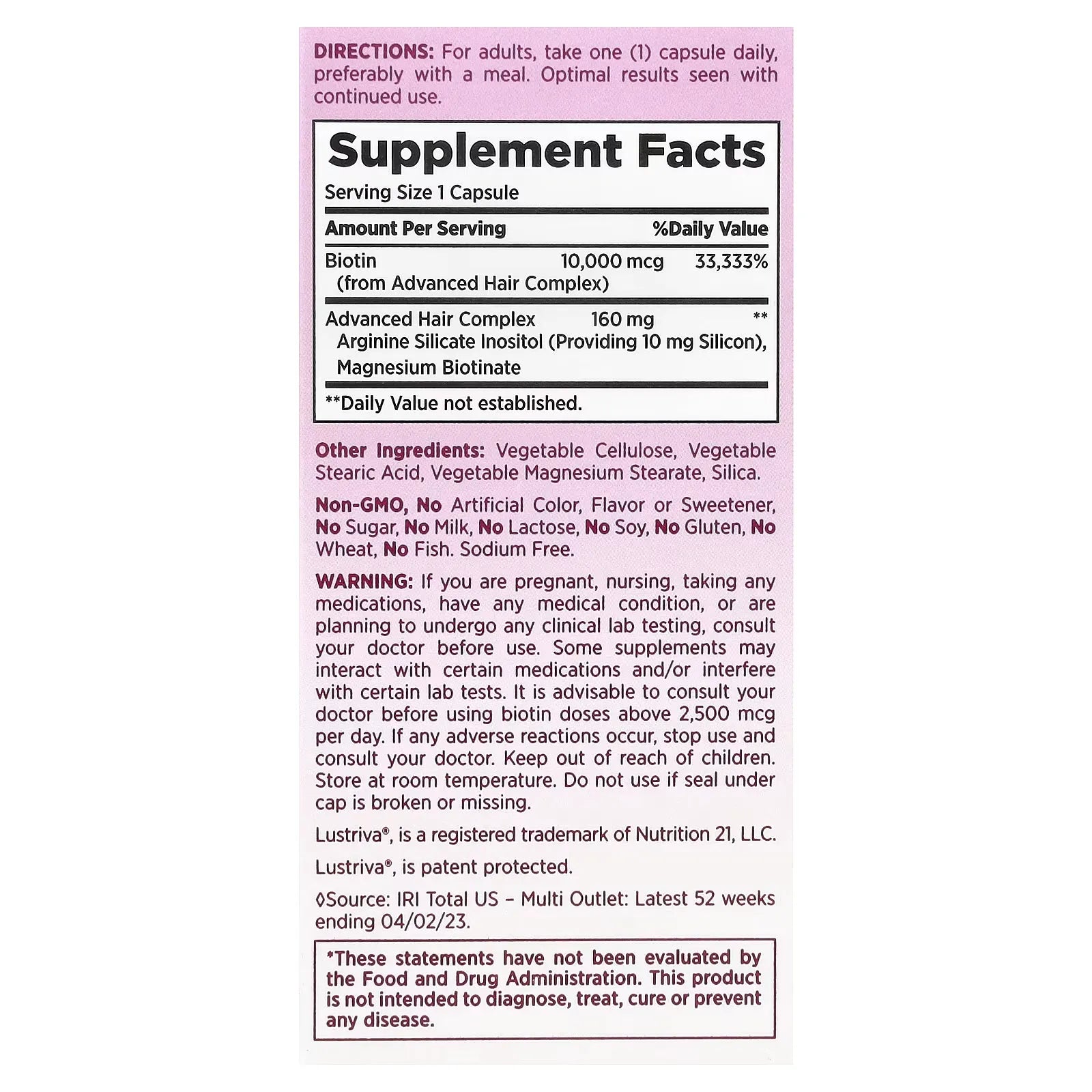 Natures Bounty Hair Growth Capsules 30 Capsules