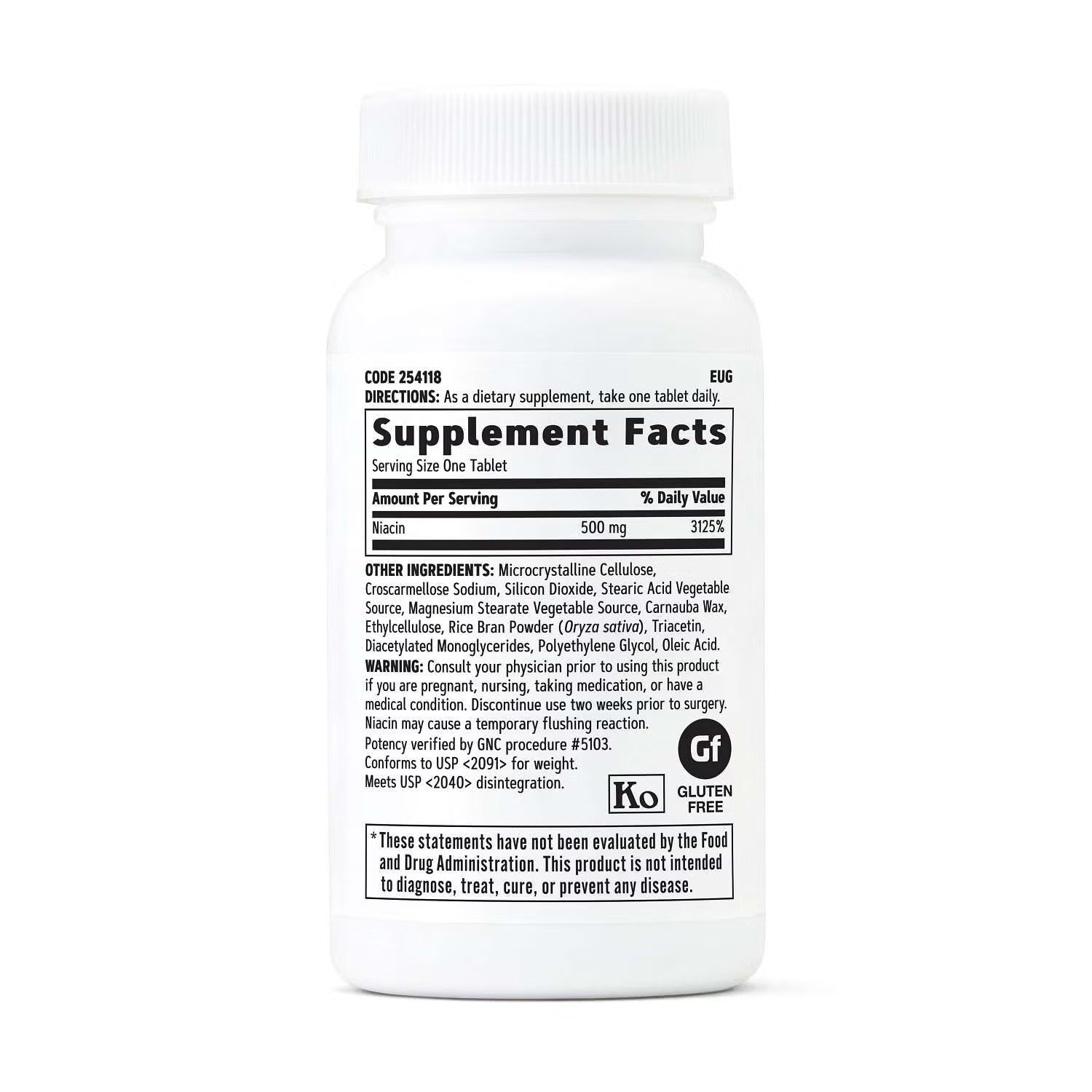 GNC Niacin 500 mg 100 Vegetarian Tablets (100 Servings)