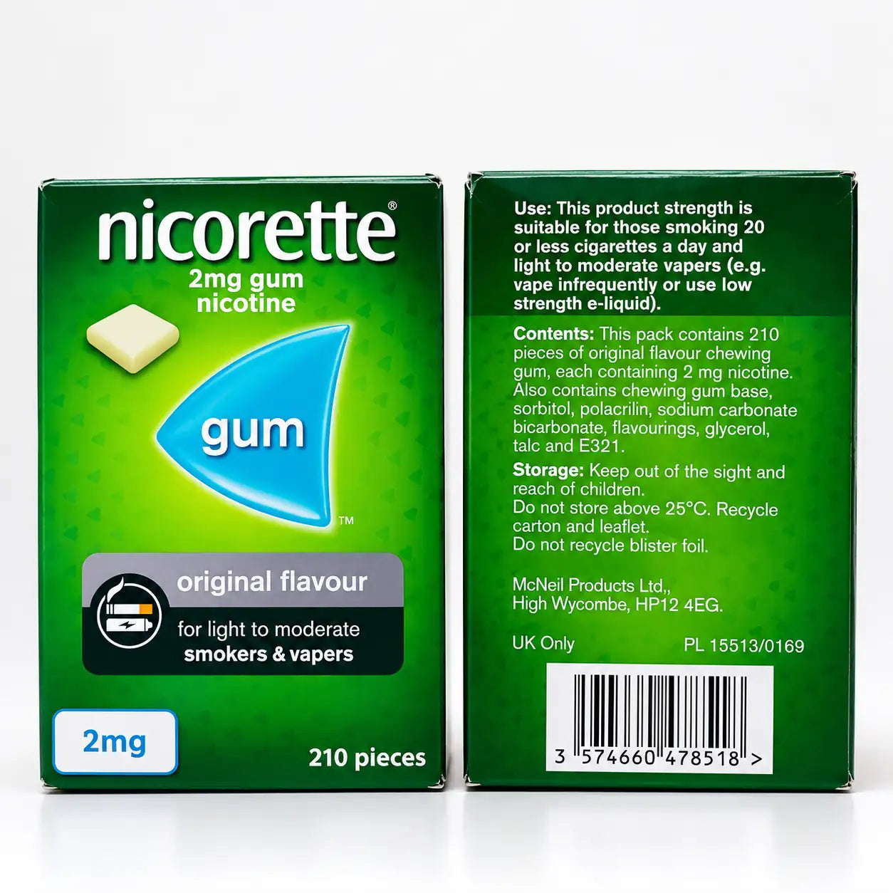 Nicorette 2mg Original Flavour Nicotine Gum 210 Pieces