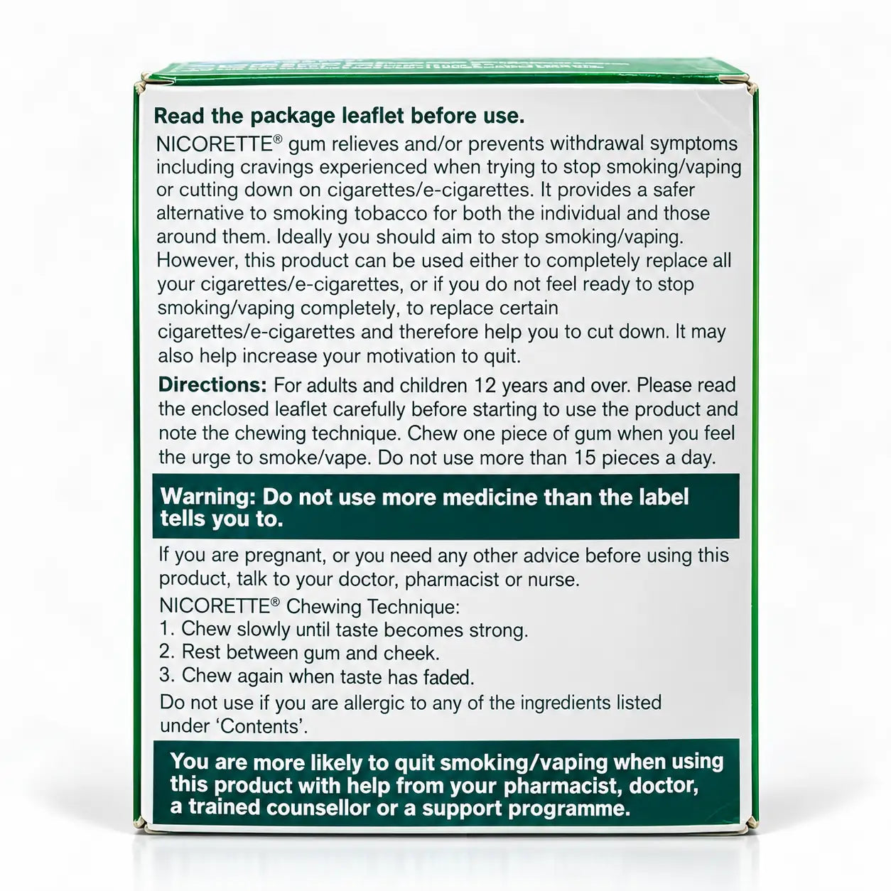 Nicorette 2mg Original Flavour Nicotine Gum 210 Pieces