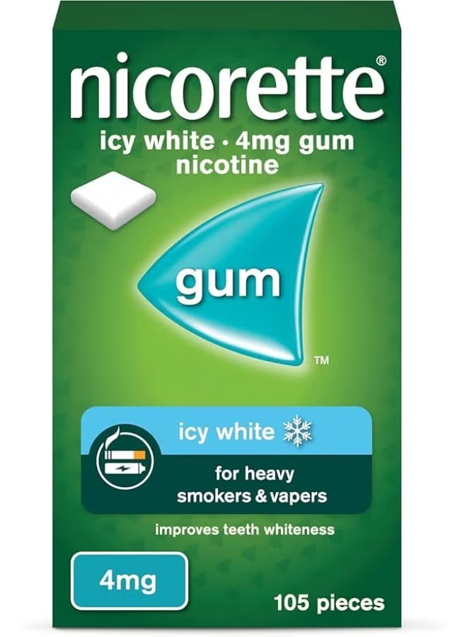 Nicorette Icy White 4mg Nicotine Gum 105 Pieces