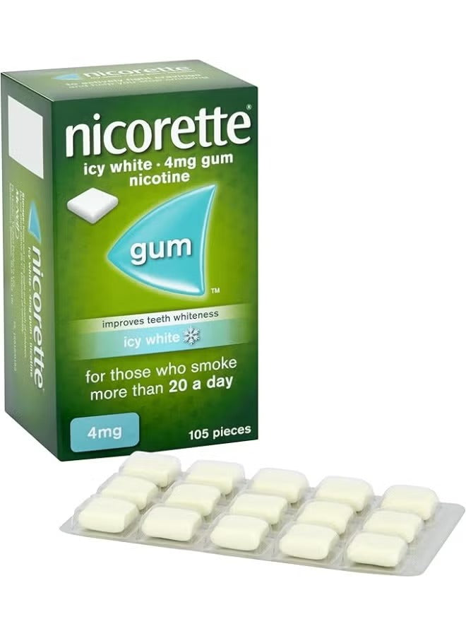 Nicorette Icy White 4mg Nicotine Gum 105 Pieces