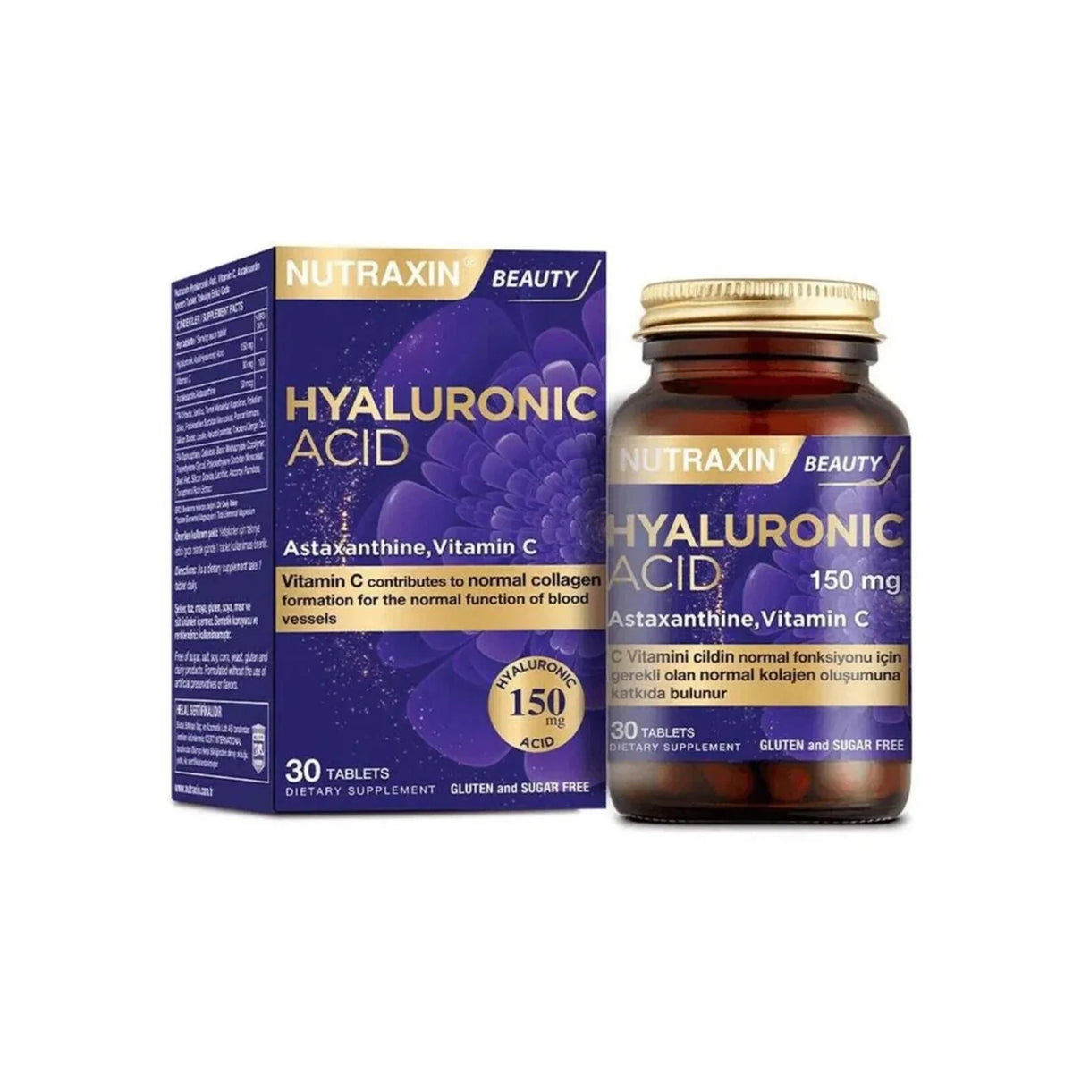 Nutraxin Beauty Hyaluronic Acid with Vitamin C 30 Tablets