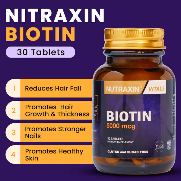Nutraxin Biotin 5000mcg Tablets 30 Tablets