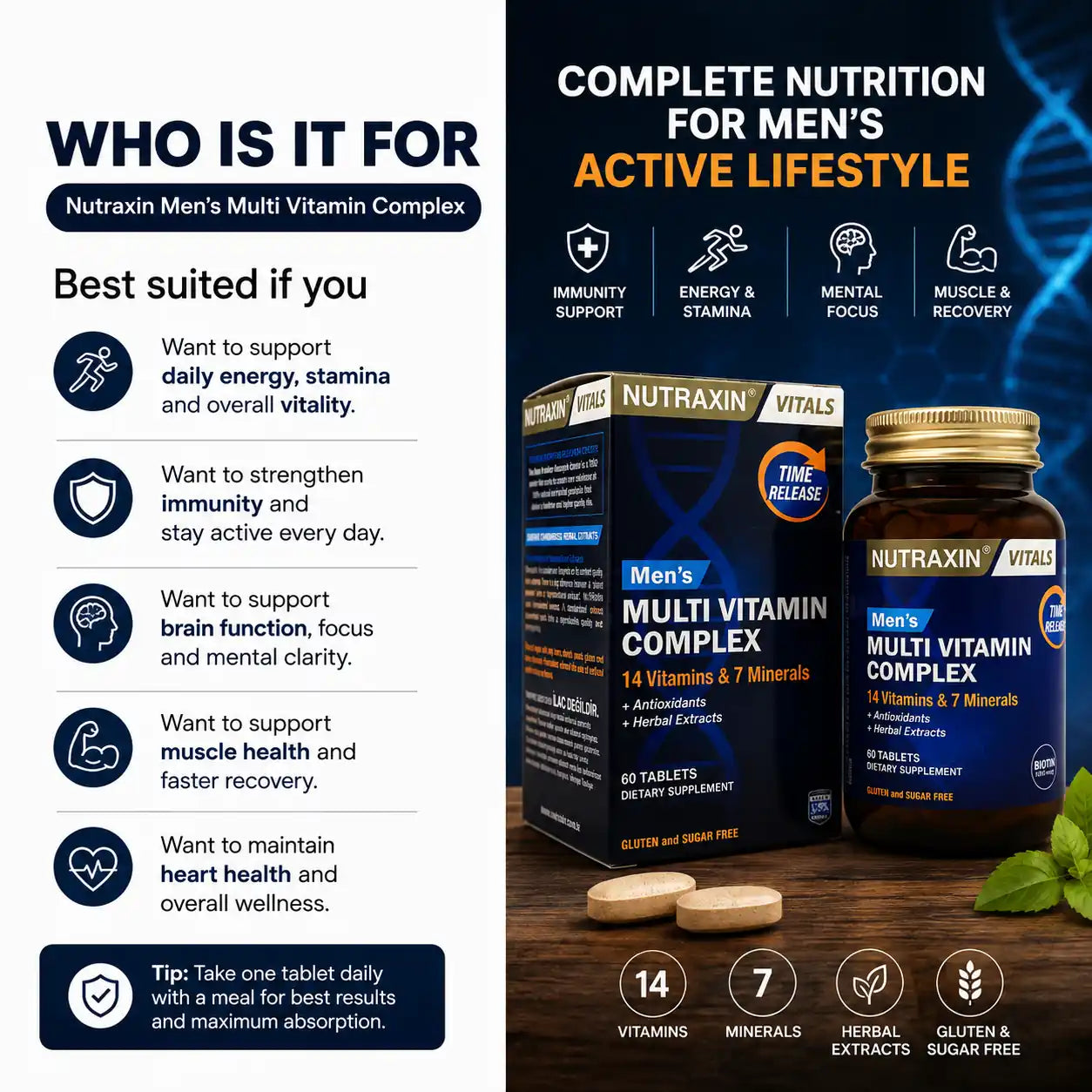 Nutraxin Multivitamin Complex For Men 60 Tablets