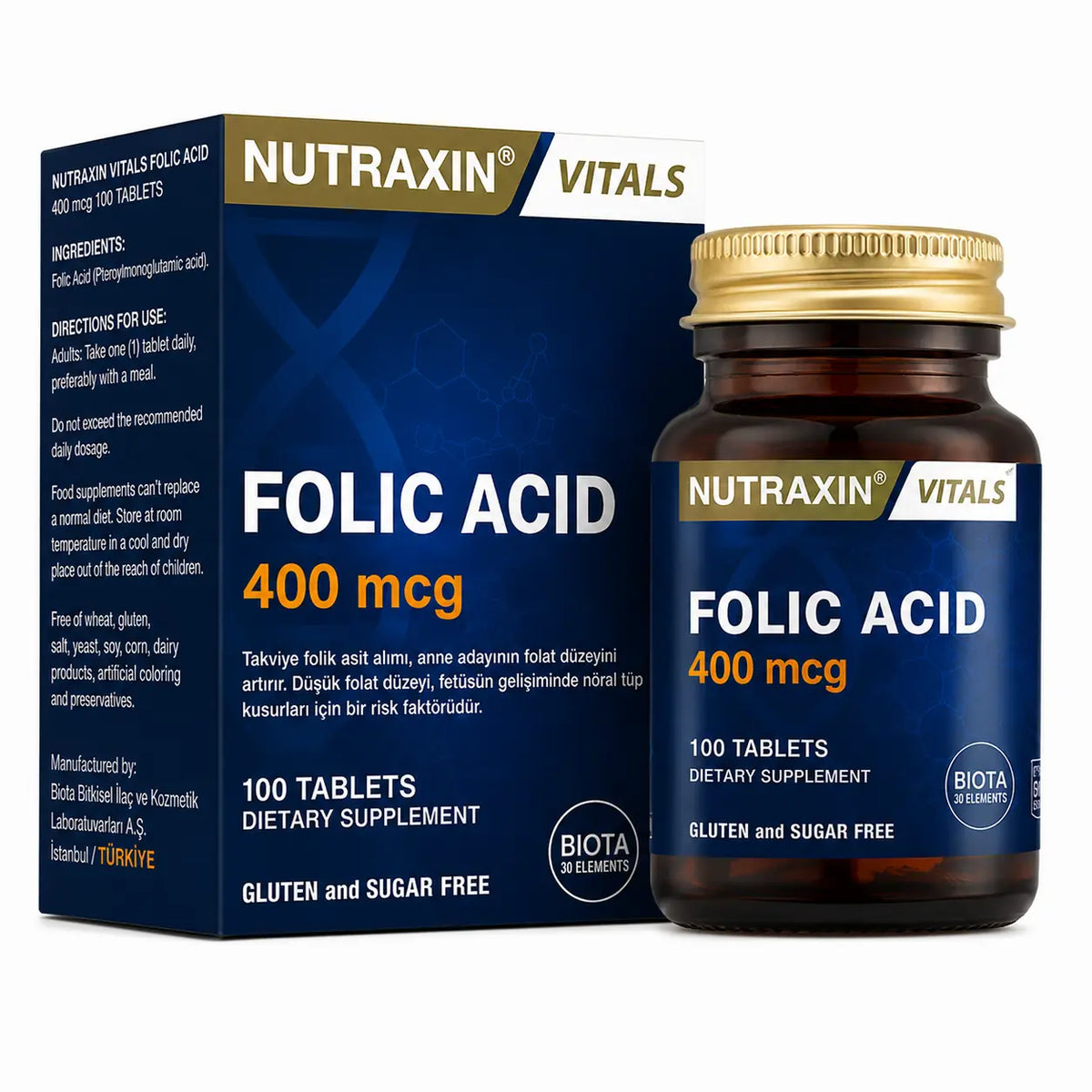 Nutraxin Vitals Folic Acid 400 mcg 100 Tablets