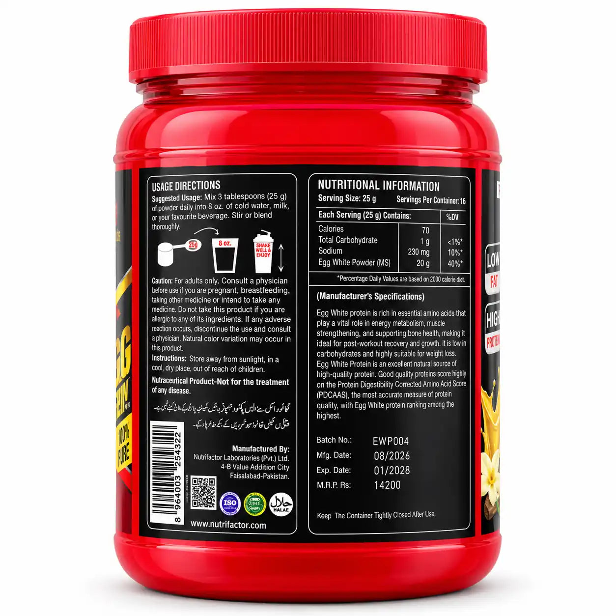 Nutrifactor Egg White Protein Powder 400g