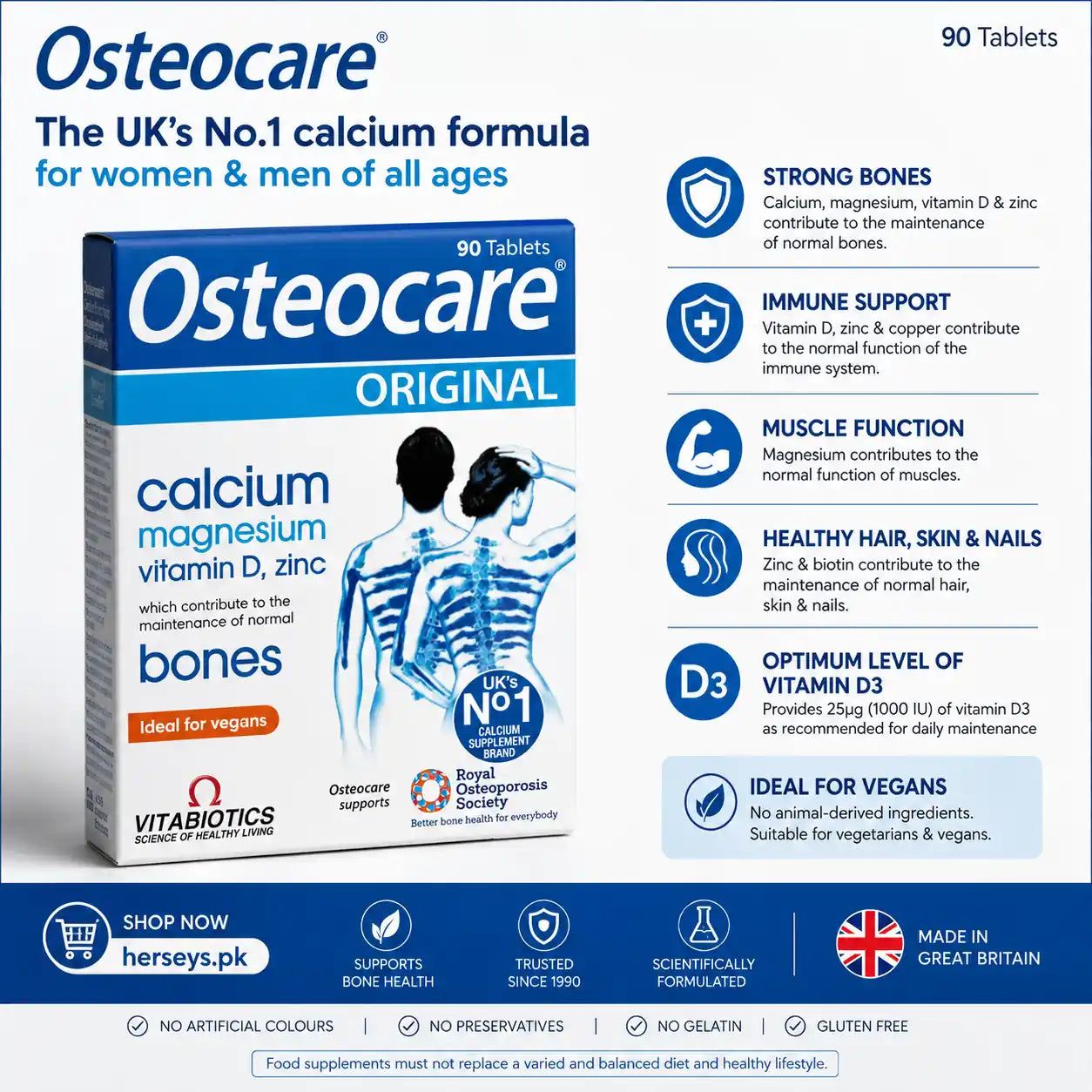 Vitabiotics Osteocare Original 90 Tablets