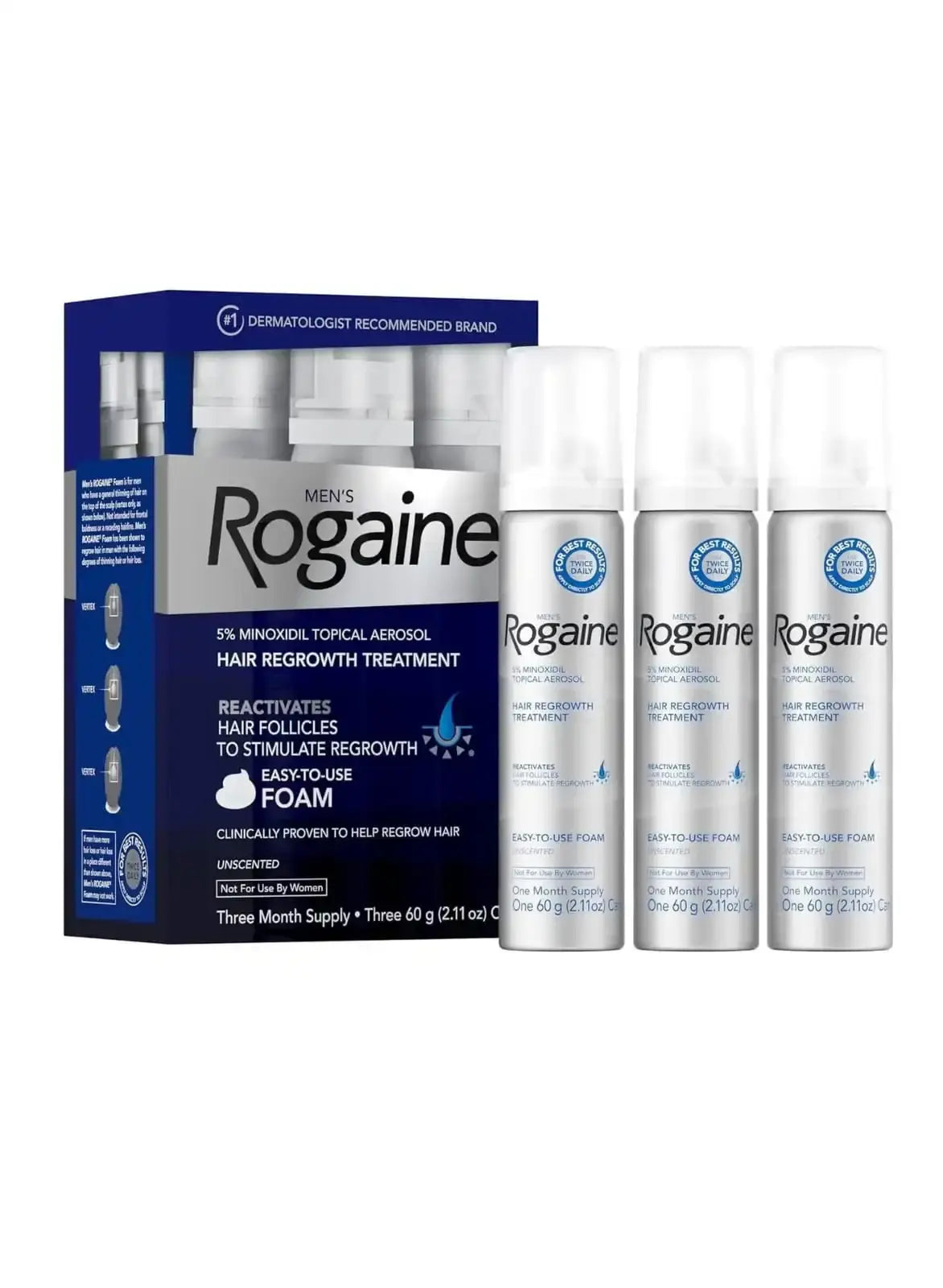 Rogaine 5% Minoxidil Foam for Hair Loss Hair Regrowth Treatment 3 Month Supply