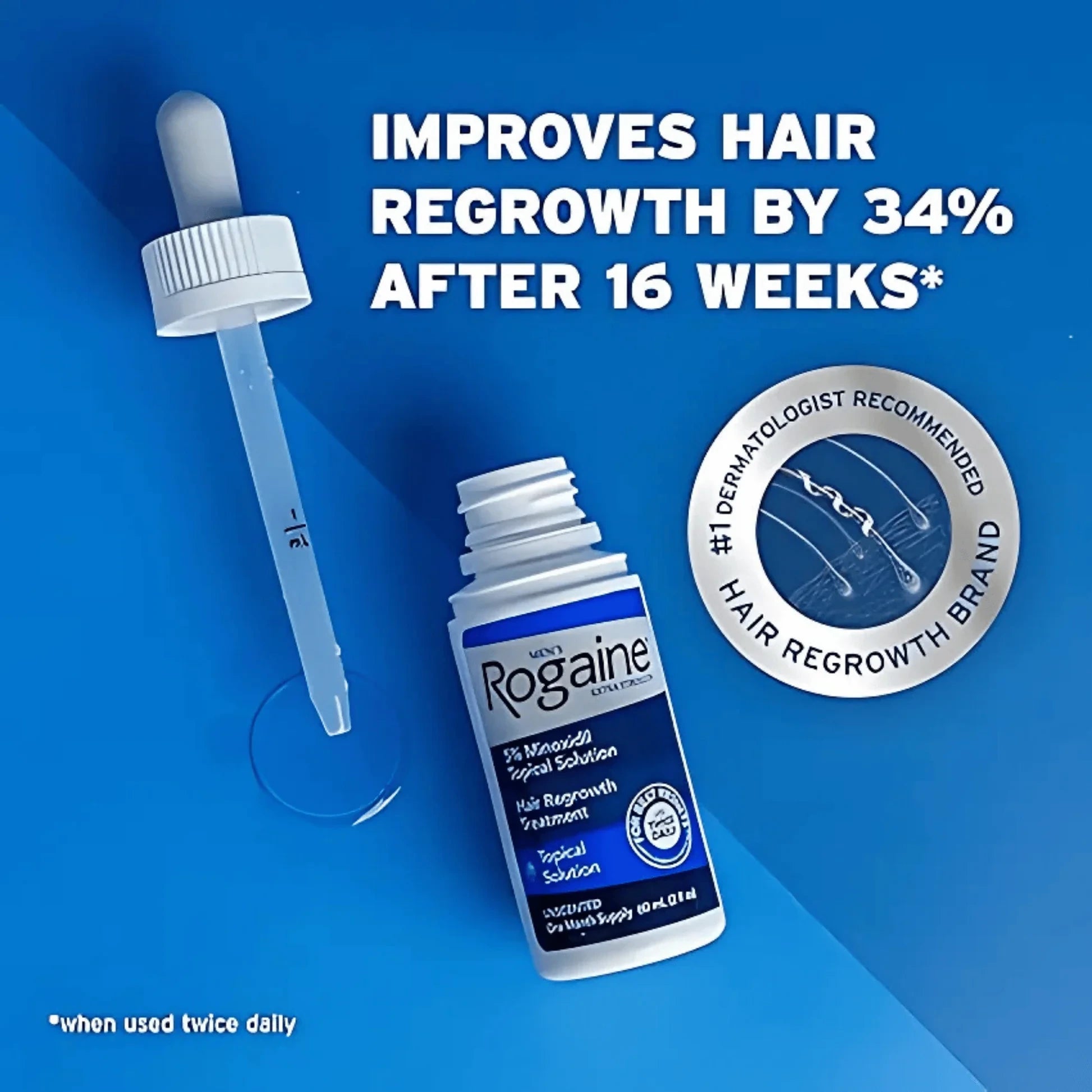 Rogaine Extra Strength 5% Minoxidil Topical Solution Hair Regrowth Treatment 3 Month Supply