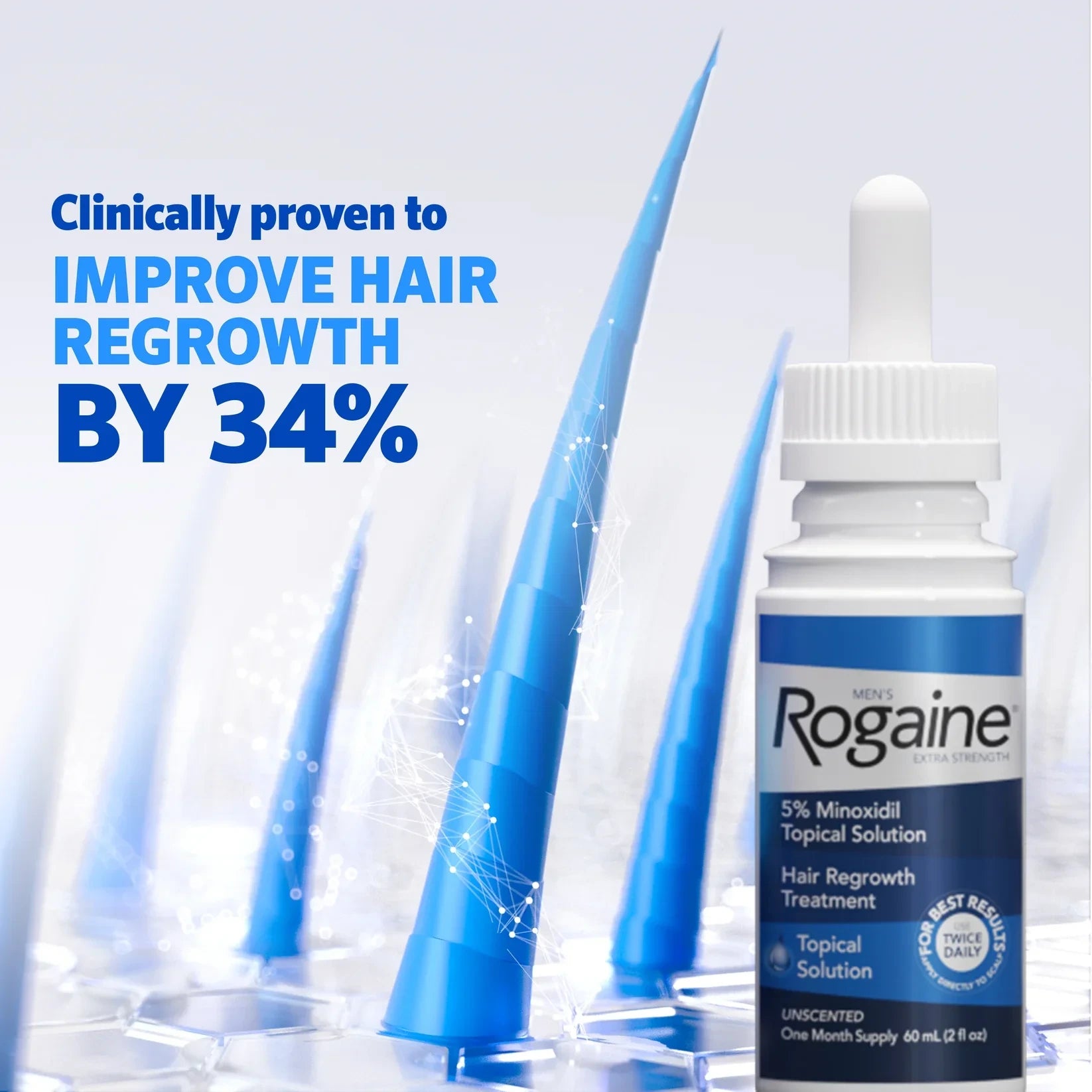 Rogaine Extra Strength 5% Minoxidil Topical Solution Hair Regrowth Treatment 3 Month Supply