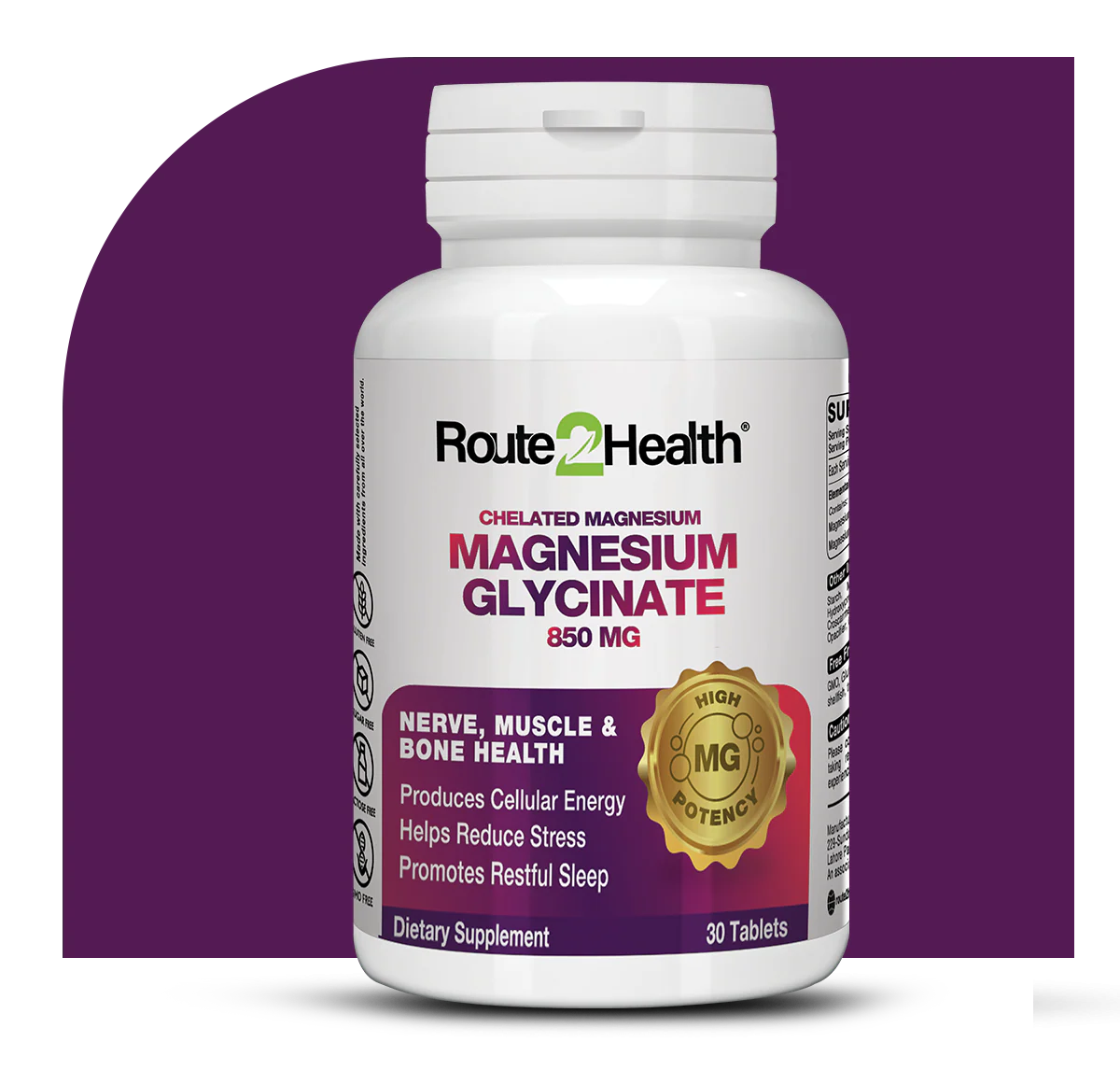 Route2Health Magnesium Glycinate 850 MG 30 Tablets